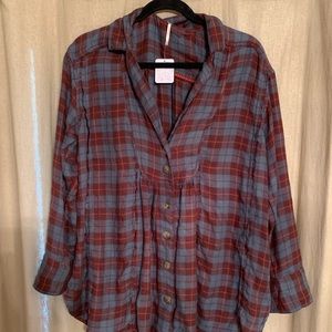Free People Tahoe Plaid Button